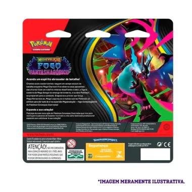 Jogo de Cartas Pok&eacute;mon Megaevolu&ccedil;&atilde;o Fogo Fantasmag&oacute;rico Estampas Ilustradas Blister Quadruplo 4 Pacotes