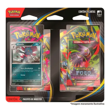 Jogo de Cartas Pok&eacute;mon Megaevolu&ccedil;&atilde;o Fogo Fantasmag&oacute;rico Estampas Ilustradas Blister Quadruplo 4 Pacotes