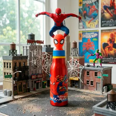 Garrafa Homem Aranha Alum&iacute;nio com Tampa 3D 690ml