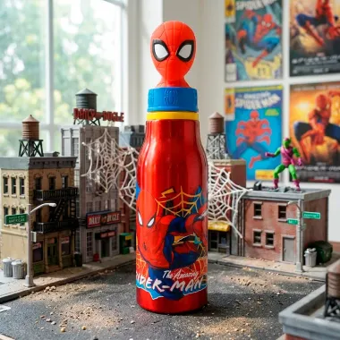 Garrafa Homem Aranha Alum&iacute;nio com Tampa 3D 690ml