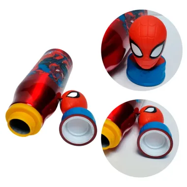 Garrafa Homem Aranha Alum&iacute;nio com Tampa 3D 690ml