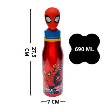 Garrafa Homem Aranha Alum&iacute;nio com Tampa 3D 690ml
