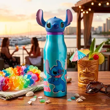 Garrafa Stitch Alum&iacute;nio com Tampa 3D 690ml