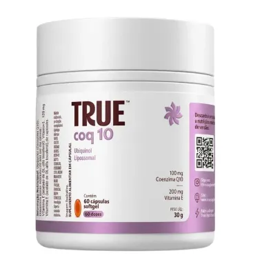 True COQ 10 True Ubiquinol + Vitamina E Lipossomal com 60 C&aacute;psulas