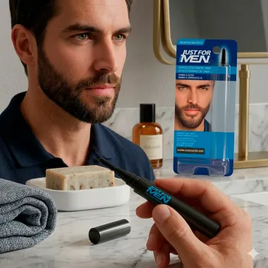 Colora&ccedil;&atilde;o para Barba e Sobrancelha Grecin Just For Men 1 Day Cor Castanho Escuro Preto 9ml