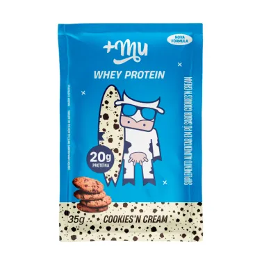 Whey Protein Mais Mu Sabor Cookies'N Cream com 18g de Prote&iacute;na Sach&ecirc; 35g