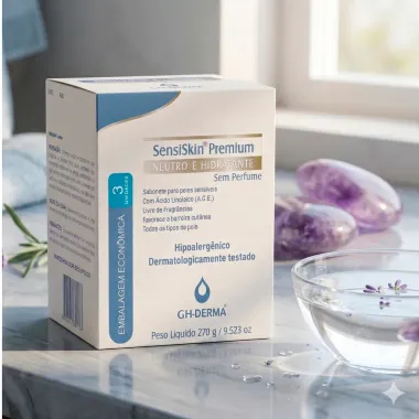 Sabonete em Barra SensiSkin Premium Neutro e Hidratante Sem Perfume 3 Unidades de 90g cada