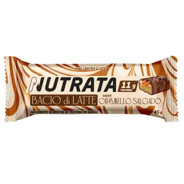 Barra de Prote&iacute;na Nutrata Bacio Di Latte Sabor Caramelo Salgado com 11g de Prote&iacute;na 45g