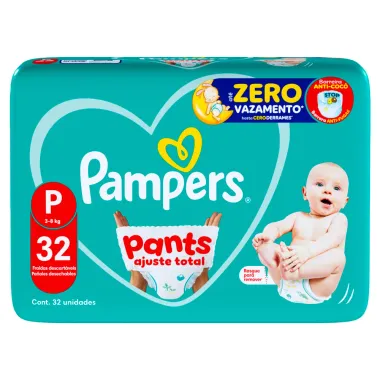 Fralda Pampers Pants Ajuste Total Tamanho P com 32 Unidades Descart&aacute;veis