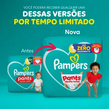 Fralda Pampers Pants Ajuste Total Tamanho P com 32 Unidades Descart&aacute;veis