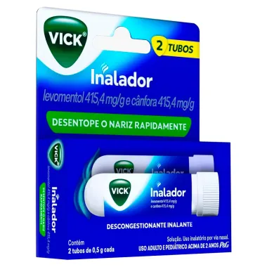 Inalador Vick Descongestionante Inalante com 2 Tubos de 0,5g cada