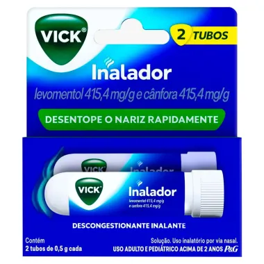 Inalador Vick Descongestionante Inalante com 2 Tubos de 0,5g cada
