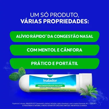 Inalador Vick Descongestionante Inalante com 2 Tubos de 0,5g cada