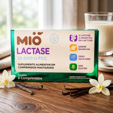 Lactase 10.000U.FCC Mi&oacute; Sabor Baunilha com 8 Comprimidos Mastig&aacute;veis