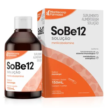 SoBe12 Solu&ccedil;&atilde;o Metilcobalamina Sabor Morango 150ml