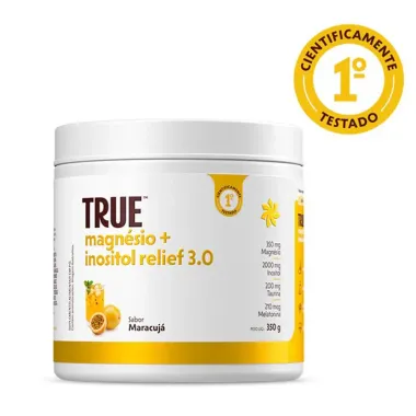 Magn&eacute;sio e Inositol Relief 3.0 True Source Sabor Maracuj&aacute; P&oacute; 350g