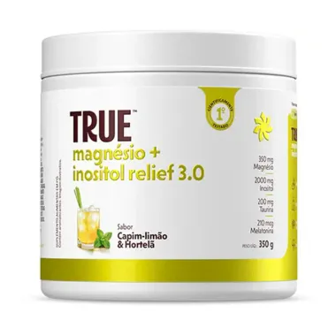 Magn&eacute;sio e Inositol Relief 3.0 True Sabor Lim&atilde;o e Hortel&atilde; P&oacute; 350g