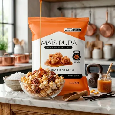 Pipoca Artesanal PRO Mais Pura Sabor Caramelo e FLor de Sal 50g