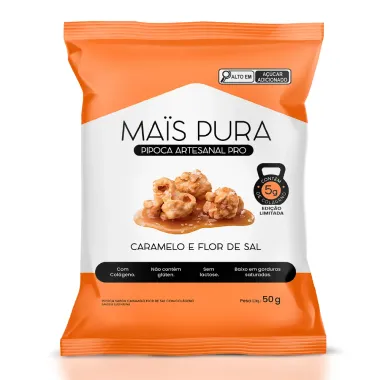 Pipoca Artesanal PRO Mais Pura Sabor Caramelo e FLor de Sal 50g