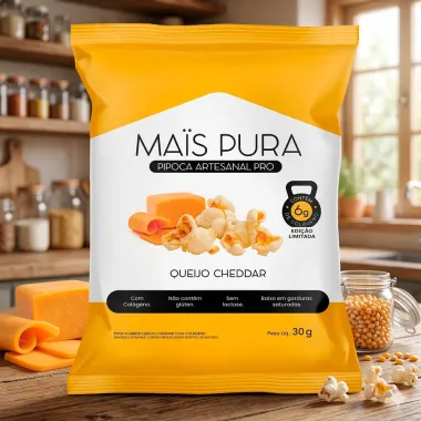 Pipoca Artesanal PRO Mais Pura Sabor Queijo Cheddar 30g