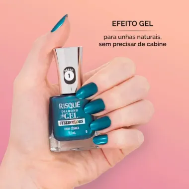 Esmalte Risqu&eacute; Diamond Gel Cybercolors Cor Chuva C&oacute;smica Met&aacute;lico 9,5ml