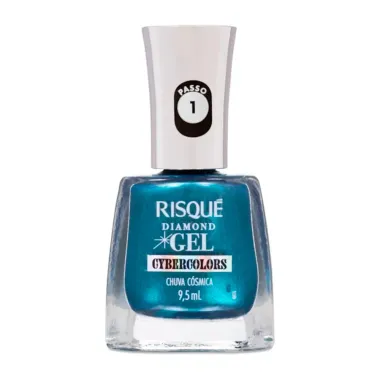 Esmalte Risqu&eacute; Diamond Gel Cybercolors Cor Chuva C&oacute;smica Met&aacute;lico 9,5ml