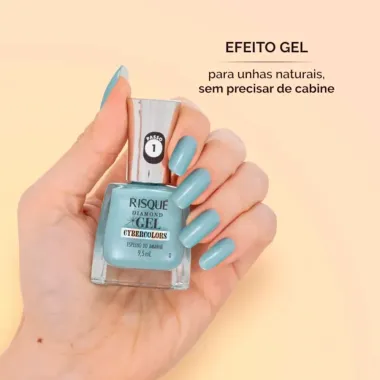 Esmalte Risqu&eacute; Diamond Gel Cybercolors Cor Espelho do Amanh&atilde; 9,5ml
