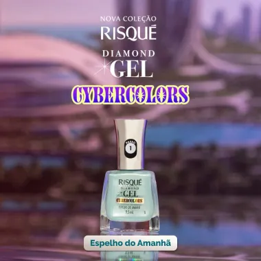 Esmalte Risqu&eacute; Diamond Gel Cybercolors Cor Espelho do Amanh&atilde; 9,5ml