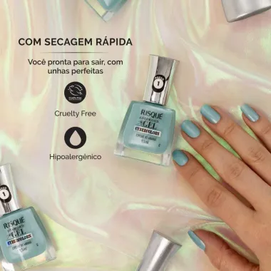 Esmalte Risqu&eacute; Diamond Gel Cybercolors Cor Espelho do Amanh&atilde; 9,5ml
