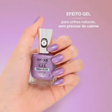Esmalte Risqu&eacute; Diamond Gel Cybercolors Cor Euforia Lil&aacute;s Met&aacute;lico 9,5ml
