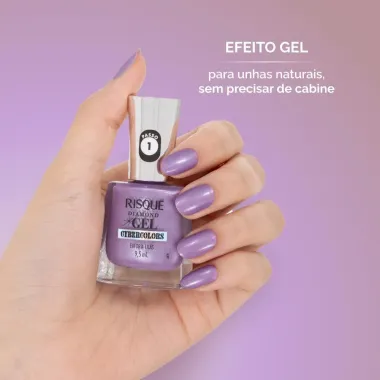 Esmalte Risqu&eacute; Diamond Gel Cybercolors Cor Euforia Lil&aacute;s Met&aacute;lico 9,5ml