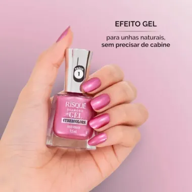 Esmalte Risqu&eacute; Diamond Gel Cybercolors Cor Disco Voador Met&aacute;lico 9,5ml