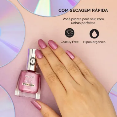 Esmalte Risqu&eacute; Diamond Gel Cybercolors Cor Disco Voador Met&aacute;lico 9,5ml