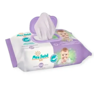 Toalhas Umedecidas Meu Beb&ecirc; Soft 100 Unidades