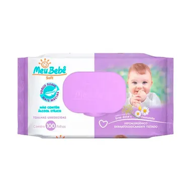 Toalhas Umedecidas Meu Beb&ecirc; Soft 100 Unidades