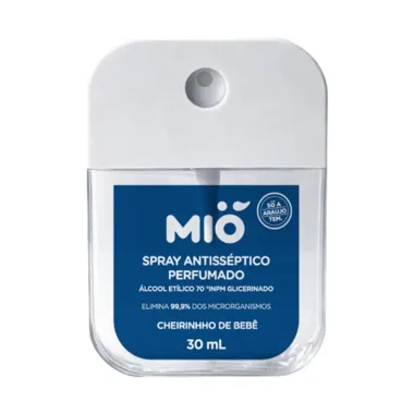 Spray Antiss&eacute;ptico Perfumado Mi&oacute; &Aacute;lcool Et&iacute;lico 70% Glicerinado Cheirinho de Beb&ecirc; 30ml