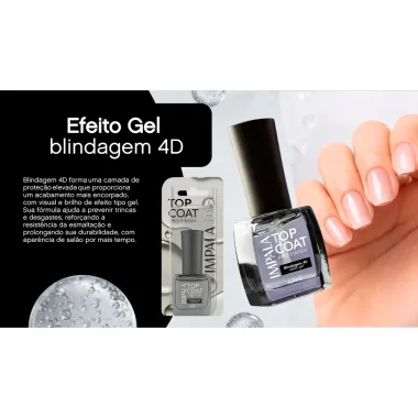 Top Coat Impala Pro Finish Blindagem 4D Efeito Gel 8,8ml