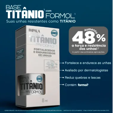 Base Tit&acirc;nio com Formol Impala Fortalecedor e Endurecedor de Unhas 8ml