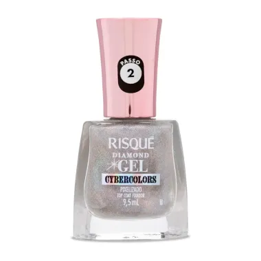 Top Coat Fixador Risqu&eacute; Diamond Gel Cybercolors Pixelizado 9,5ml