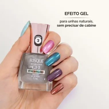 Top Coat Fixador Risqu&eacute; Diamond Gel Cybercolors Pixelizado 9,5ml