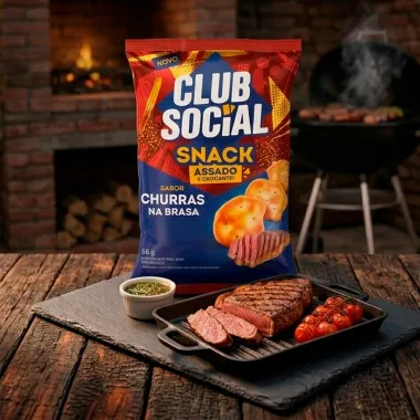 Snack Club Social Assado Crocante Sabor Churras na Brasa 68g