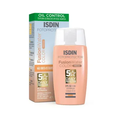 Protetor Solar Facial Isdin Fusion Water 5 Stars Color FPS 50 Cor Média 50ml