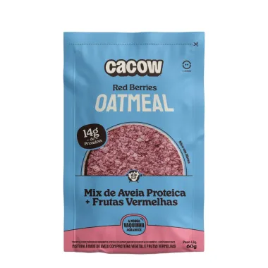 Mix de Aveia Proteica CaCow Oatmeal Red Berries Frutas Vermelhas com 14g de Prote&iacute;na 60g