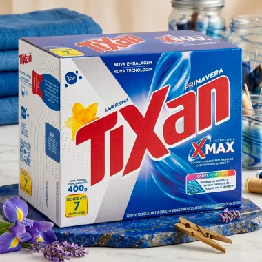 Lava Roupas em P&oacute; Concentrado Tixan Primavera XMax 400g