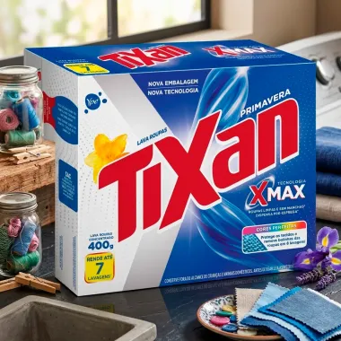 Lava Roupas em P&oacute; Concentrado Tixan Primavera XMax 400g