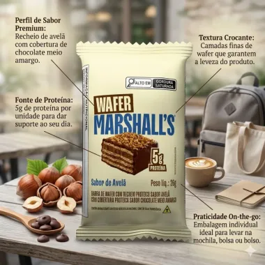 Barra de Wafer Proteico Marshall's Sabor Avela 26g