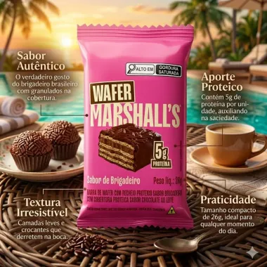Barra de Wafer Proteico Marshall's Sabor Brigadeiro 26g