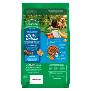 Ra&ccedil;&atilde;o para C&atilde;es Dog Chow Premium Extra Life Filhotes M&eacute;dios e Grandes Sabor Carne Frango Frutas e Leite 900g