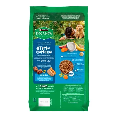 Ra&ccedil;&atilde;o para C&atilde;es Dog Chow Premium Extra Life Filhotes M&eacute;dios e Grandes Sabor Carne Frango Frutas e Leite 2,5Kg