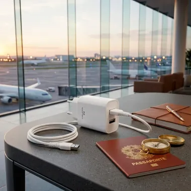 Carregador de Viagem Maketech com 2 Portas USB e Cabo Lightning para iPhone 12W 2.4A CM 109I